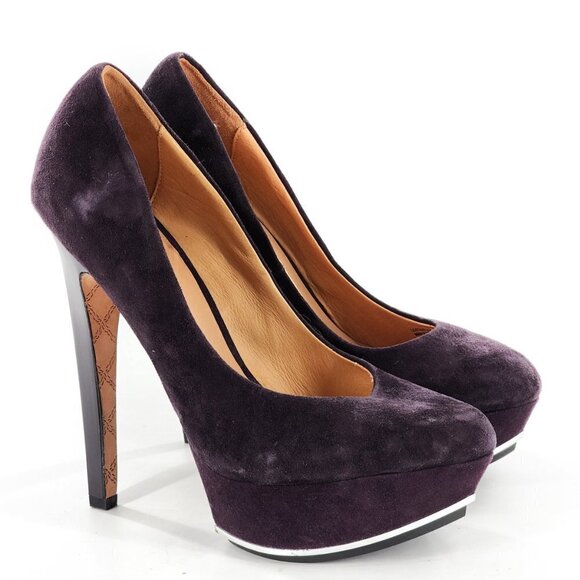 L.A.M.B. Gwen Stefani Dolores Purple Suede 6" Platform Pumps NEW - Picture 3 of 12